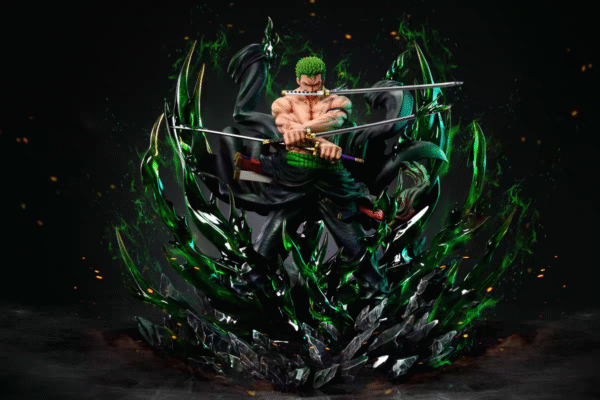 One Piece Tenkai TH Zoro Ghost Energy Burst Green Hair Figure, 34 cm tall.
