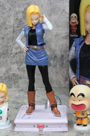 Dragon Ball CPR Android 18 Villain Series 4th Release GK Figure Model. Comes with Krillin. Double Head, Height 28cm.
