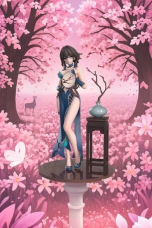Collapse 3 Chinese Dress Ruan Mei PVC&ABS Painted Finished Product Goods Ornament to Hang on the Table as a Gift Sculpture, Height 23CM