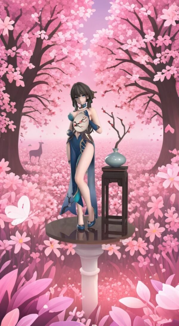Collapse 3 Chinese Dress Ruan Mei PVC&ABS Painted Finished Product Goods Ornament to Hang on the Table as a Gift Sculpture, Height 23CM