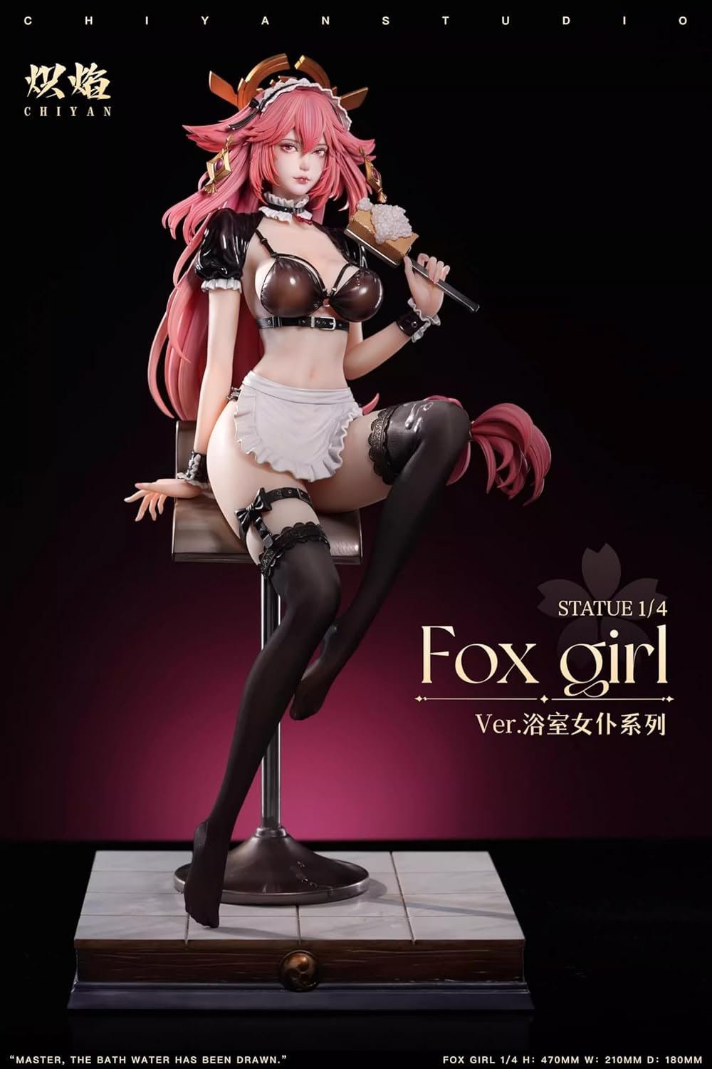 Shenron's Eightfold Rain Yuna, Bathhouse Maid, Fox Girl, Sheep Girl, Fiery Handmade Figure of Female Statue, Height 47CM - Image 3
