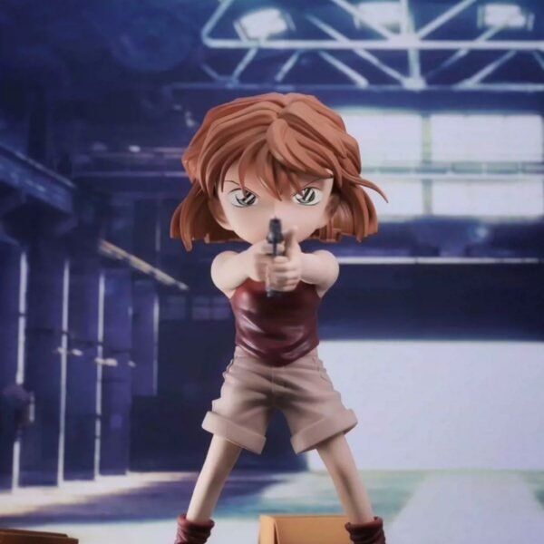 Detective Conan with gun and Ai Haibara figurine, movie version statue, 16 cm tall.