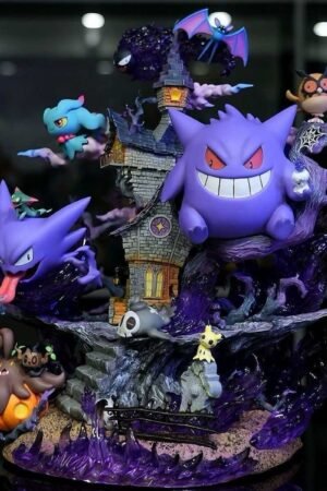 Pokémon Ghost Type EGG Gengar Evolution Group Family Bucket Statue Figurine Display Item, 40CM High