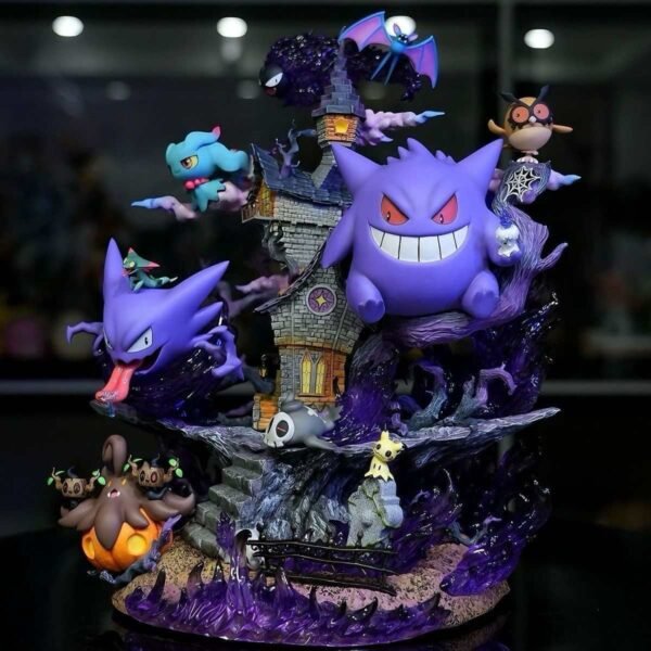 Pokémon Ghost Type EGG Gengar Evolution Group Family Bucket Statue Figurine Display Item, 40CM High