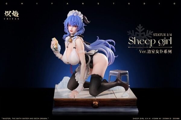Shenron's Eightfold Rain Yuna, Bathhouse Maid, Fox Girl, Sheep Girl, Fiery Handmade Figure of Female Statue, Height 47CM - Image 4
