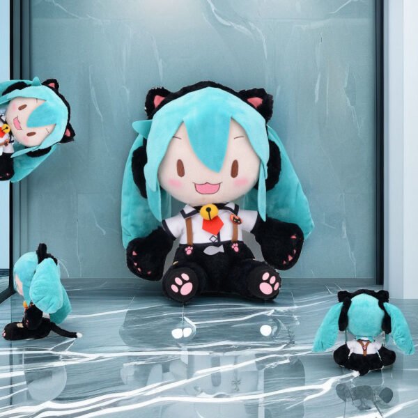 30cm Blue Black Hatsune Miku Cat Costume Sitting Doll Plush - Image 4