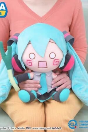 32cm Blue Hatsune Miku Holding Green Onion Sitting Doll Plush